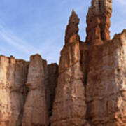 Majestic Rock Formations Under Blue Sky In Bryce Canyon National Park Poster