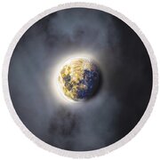 Celestial Moon In Ethereal Glow Round Beach Towel