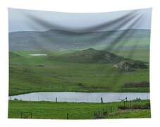 Tranquil Green Hills And Distant Sea Tapestry