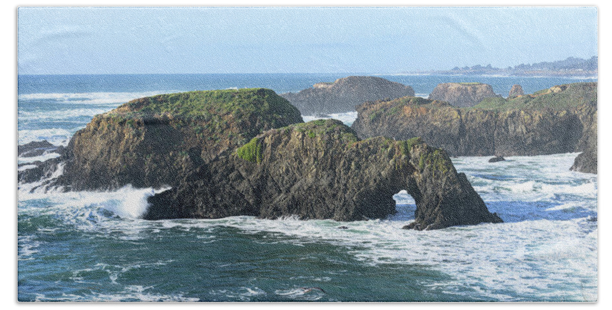 Majestic Coastal Rock Formations Bath Towel