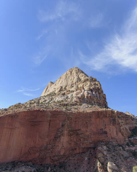 Majestic Mountain Peak Under Blue Sky Art Print