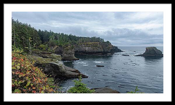 Serene Coastal Cliffs at Dawn Framed Print