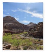 Winding Road Through Desert Canyon Fleece Blanket