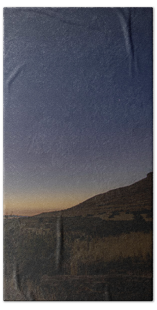 Twilight Comet Over Desert Landscape Hand Towel