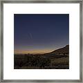 Twilight Comet Over Desert Landscape Framed Print