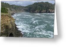Coastal Bridge Over Rushing Waters Greeting Card