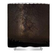 Milky Way Over Tranquil Shoreline Shower Curtain