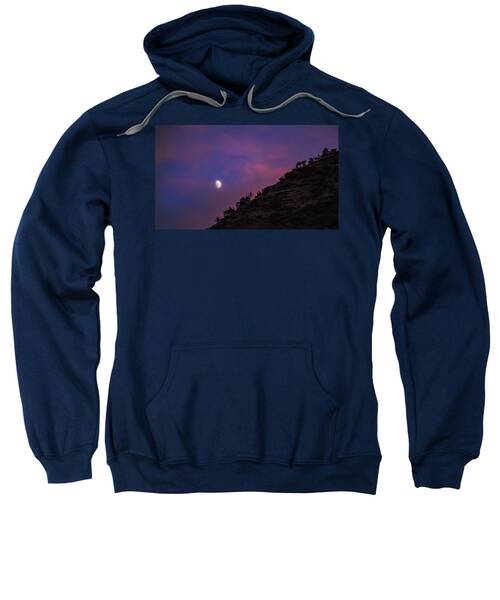 Moonlit Evening Over Silhouetted Hills Sweatshirt