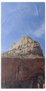 Majestic Mountain Peak Under Blue Sky Beach Towel