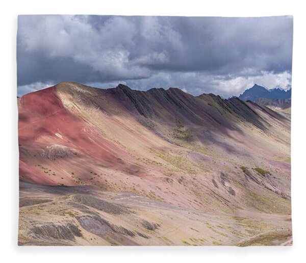 Rainbow Mountain Range Under Cloudy Skies Fleece Blanket