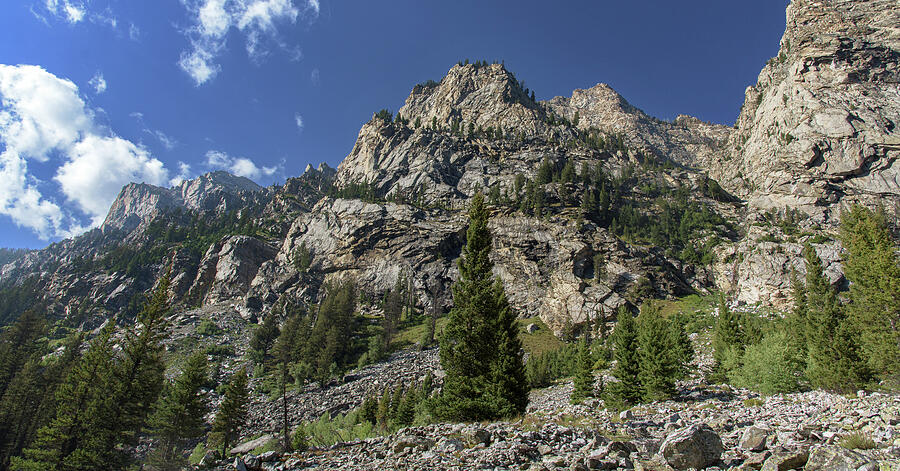 Majestic Mountain Peaks Under Blue Sky in Cascade Canyon