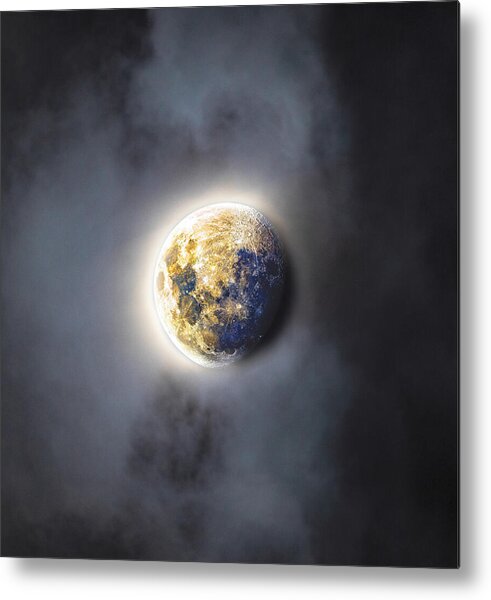 Celestial Moon In Ethereal Glow Metal Print
