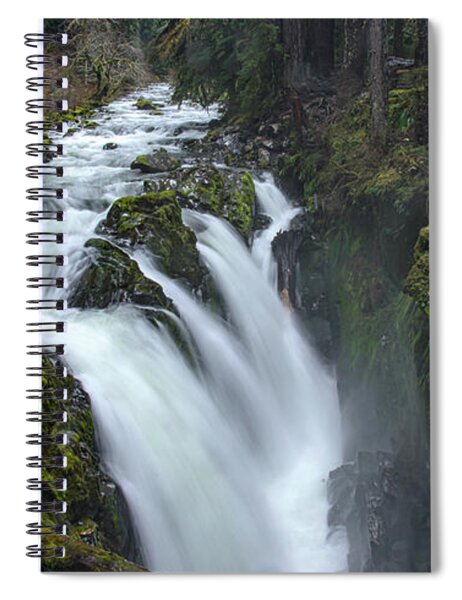 Serene Flow Through Mossy Forest Spiral Notebook