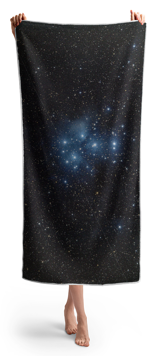 Pleiades Cluster In Cosmic Night Beach Towel