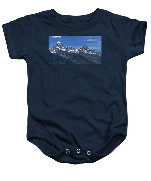 Snow-capped Teton Mountain Peaks Under Blue Sky Baby One-Piece