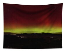 Northern Lights Over Mountain Range Tapestry