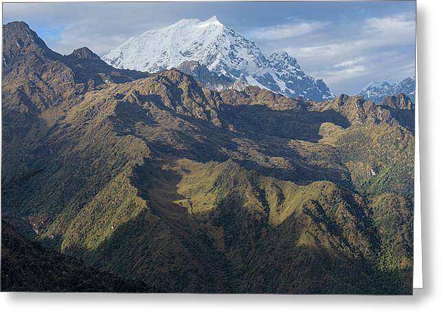 Majestic Andes Mountain Peaks Under Cloudy Sky Greeting Card