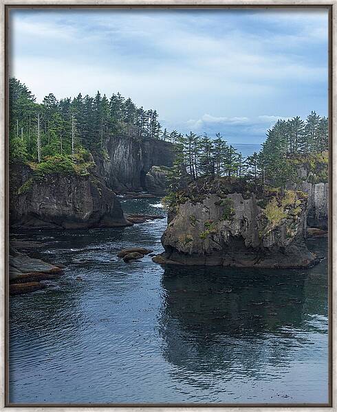 Serene Coastal Rocky Landscape Framed Print