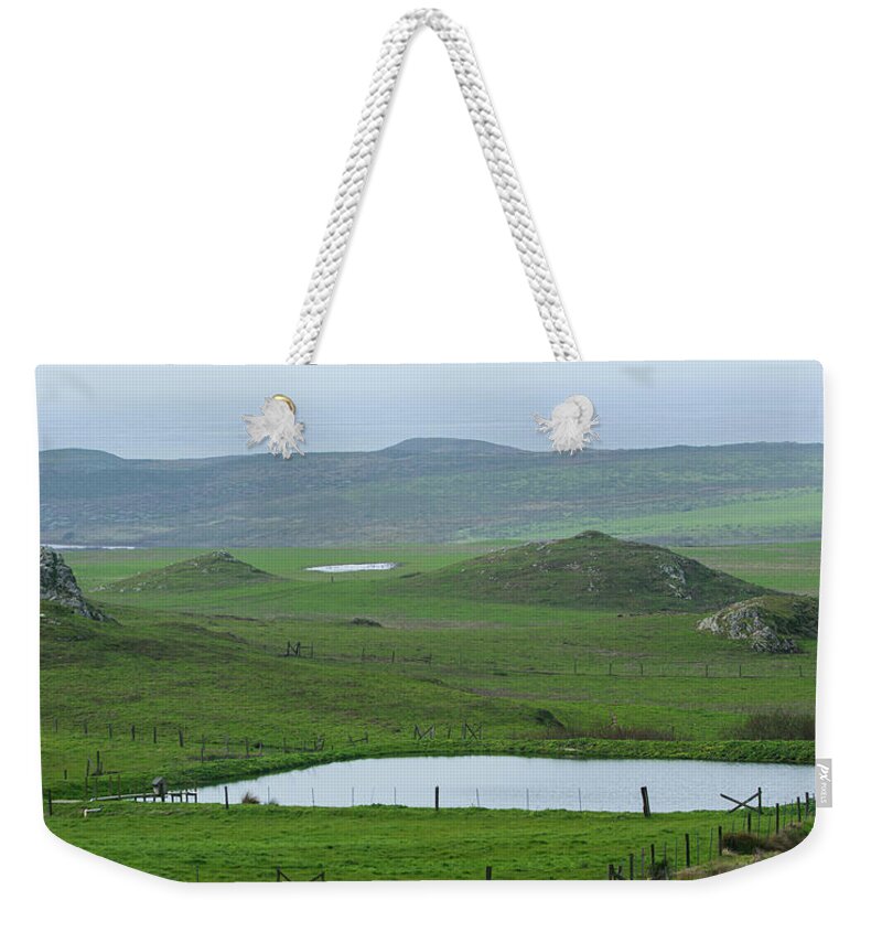 Tranquil Green Hills And Distant Sea Weekender Tote Bag