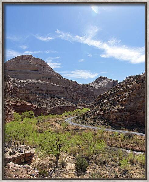 Winding Road Through Desert Canyon Framed Print
