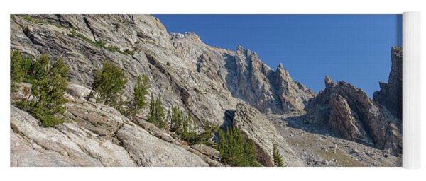 Majestic Mountain Peaks Under Blue Sky Yoga Mat