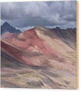 Rainbow Mountain Range Under Cloudy Skies Wood Print
