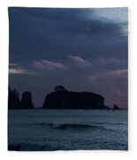 Serene Coastal Sunset with Cliffs Fleece Blanket