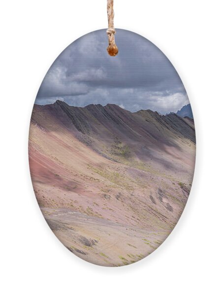 Rainbow Mountain Range Under Cloudy Skies Ornament
