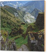 Mysterious Incan Ruins In The Mountains Wood Print