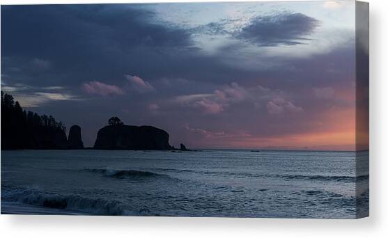 Serene Coastal Sunset with Cliffs Canvas Art Print by Brandon Wichmann