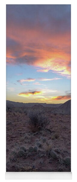 Desert Sunset Over Rugged Terrain Yoga Mat