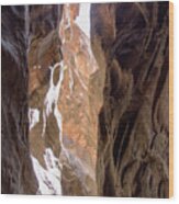 Sunlit Canyon Walls In The Narrows Wood Print