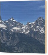 Snow-capped Teton Mountain Peaks Under Blue Sky Wood Print