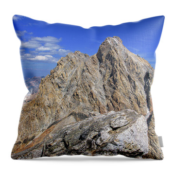 Majestic Mountain Peak Under Clear Skies Throw Pillow