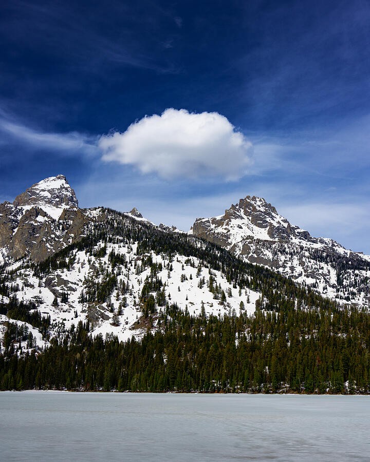 Snowy Peaks Above a Frozen Lake