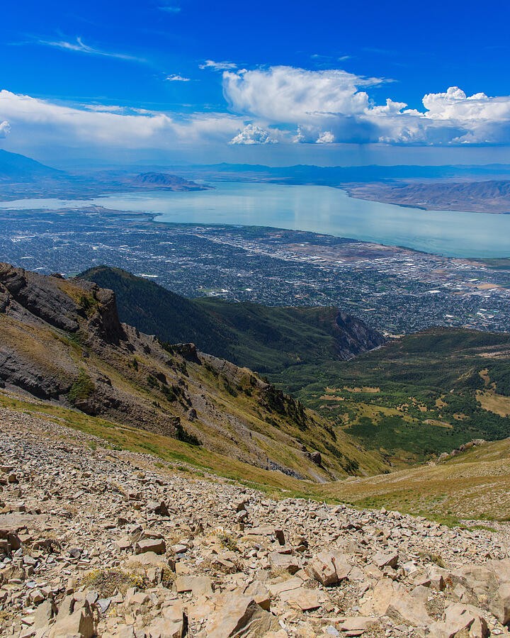 Lake and Valley Beyond the Mountain Slopes