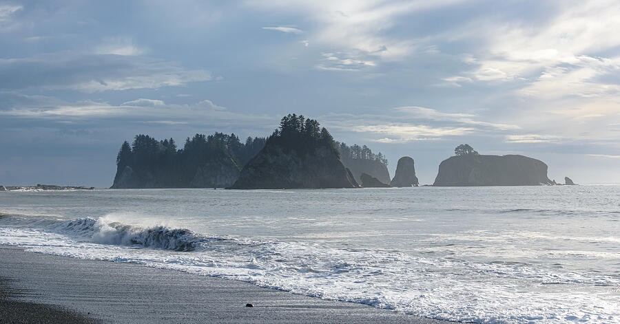 Sea Stacks Beyond the Shimmering Surf