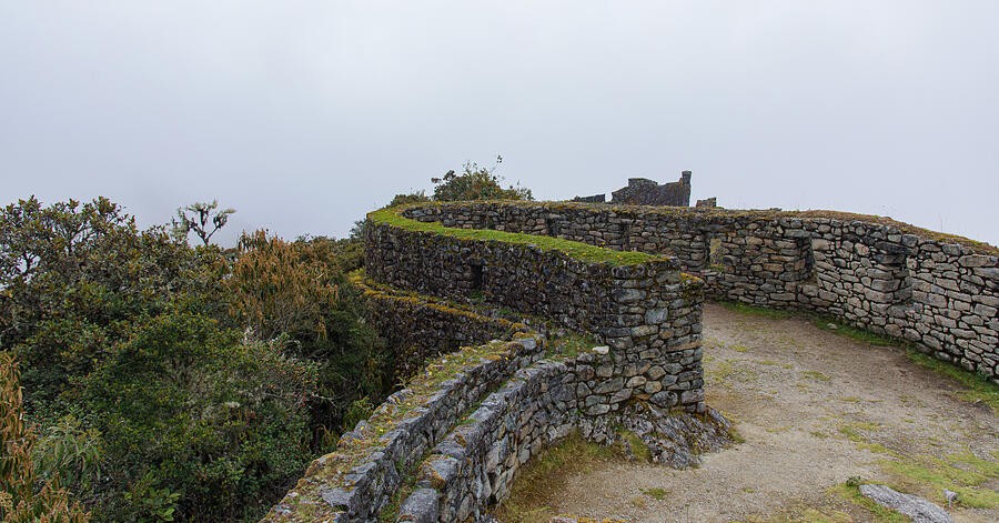 Curving Stone Walls Beside the Mountain Shrubs