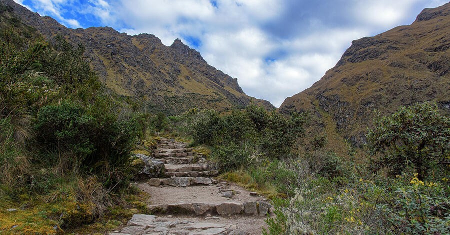 Stone Steps Beneath the Bright Mountain Clouds