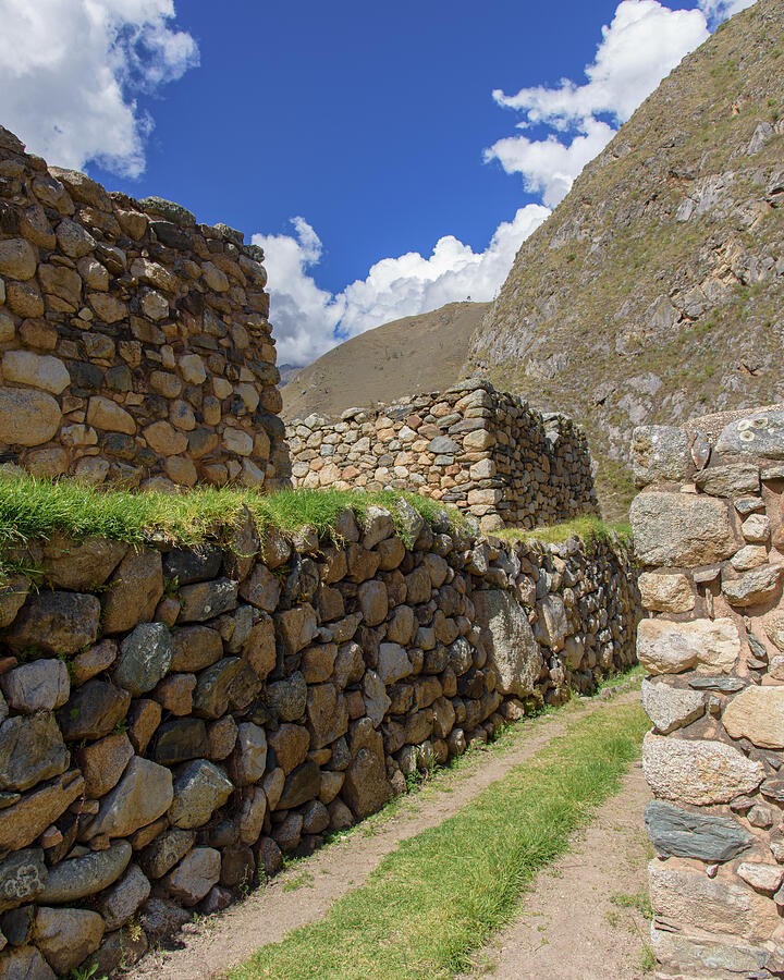 Blue Sky Above the Grass Edged Stonework