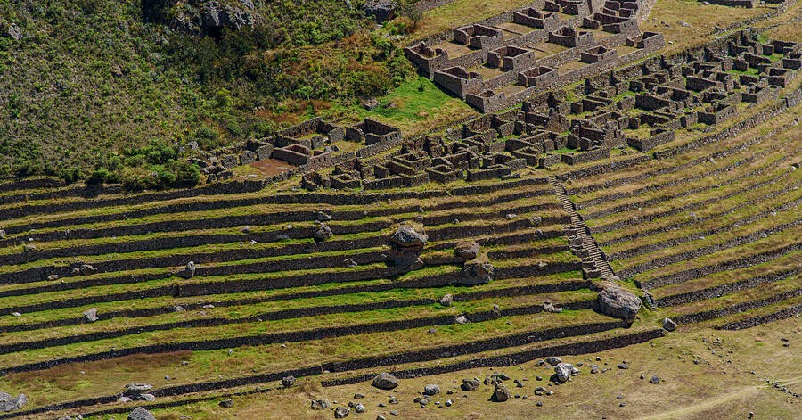 Sunlit Terraces Below the Hillside Ruins