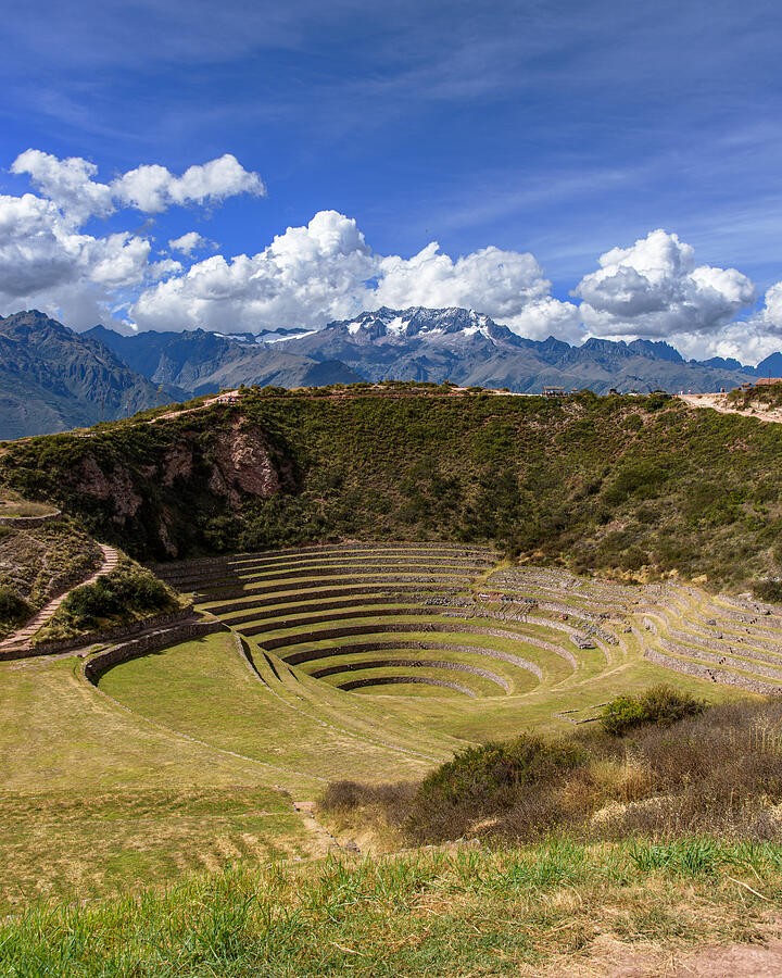 A Wide Terrace Bowl Beneath the Mountain Clouds