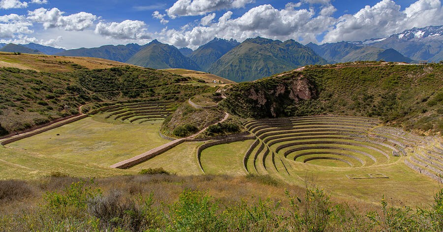 Circular Terraces Beneath the Mountain Sky