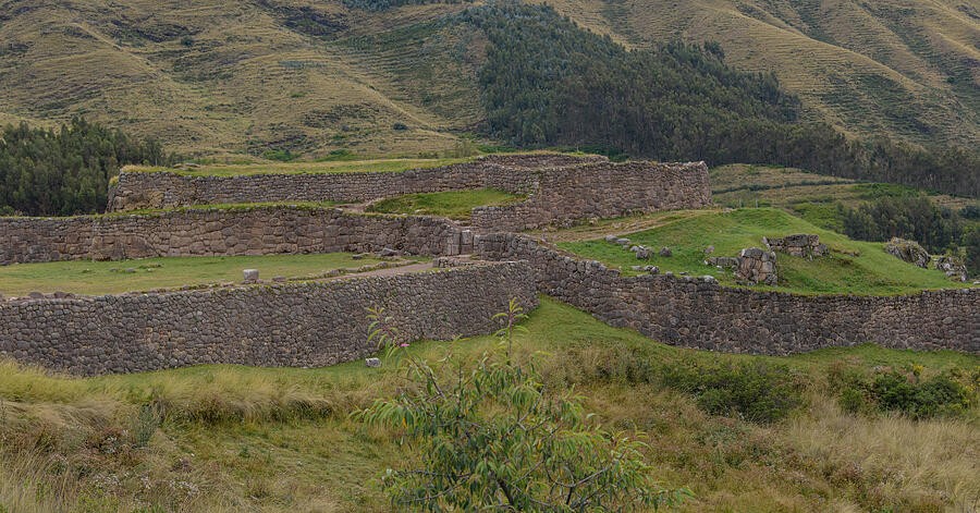 Stone Terraces Across the Green Hillside