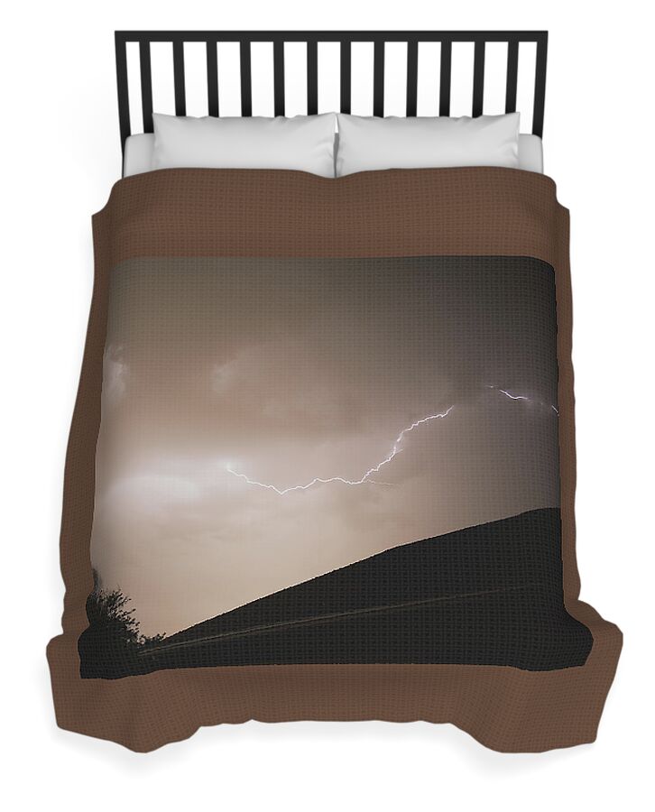Lightning Illuminates Night Sky Duvet Cover