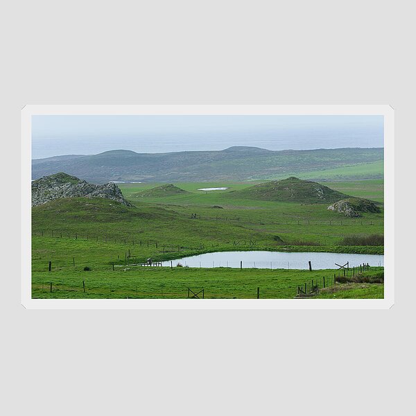 Tranquil Green Hills And Distant Sea Sticker