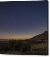 Twilight Comet Over Desert Landscape Canvas Print