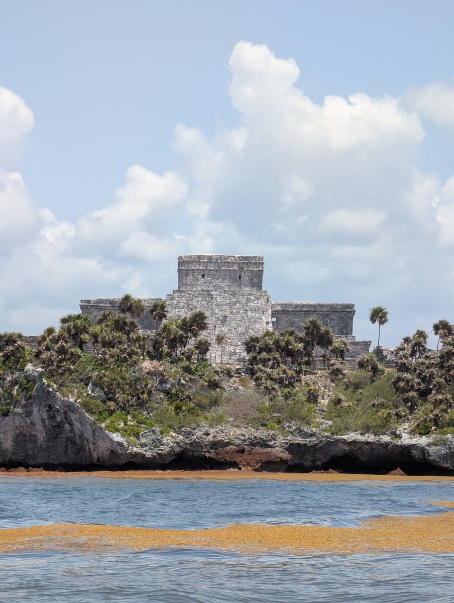 Coastal ruins from the water
